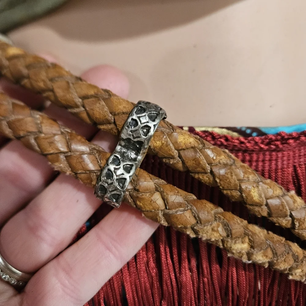 Vintage Made in Italy Braided Leather Medallion Belt – Artisan Statement Piece